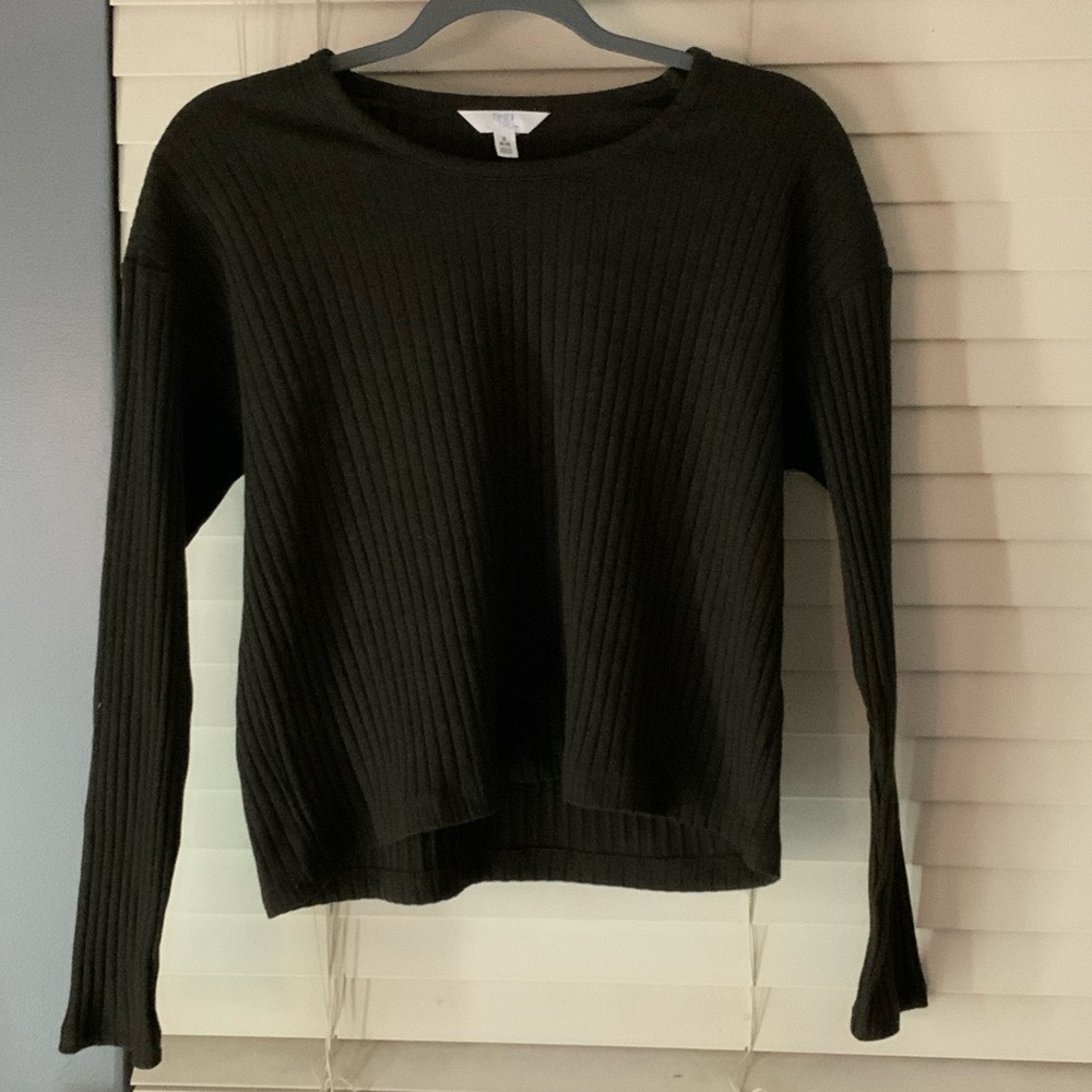 Time and Tru Women's Brown Ribbed Crew Neck Sweater